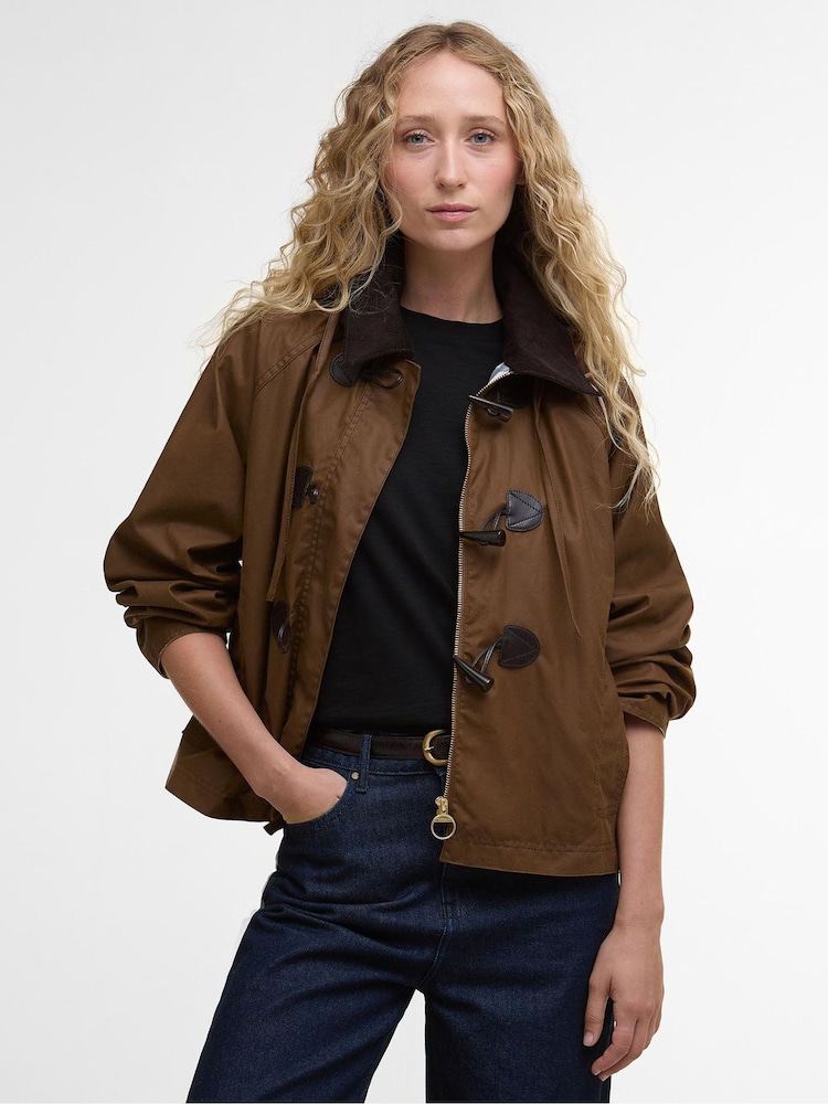 Barbour® Brown Myra Wax Duffle Coat - Image 2 of 8