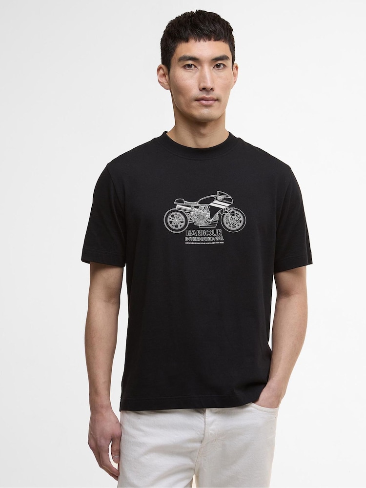Barbour® International Topher Motorbike Black T-Shirt - Image 1 of 6 Barbour® International Topher Motorbike Black T-Shirt - Image 1 of 6