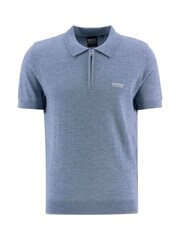 Barbour® International Blue Mouline Knitted Polo Shirt - Image 6 of 7