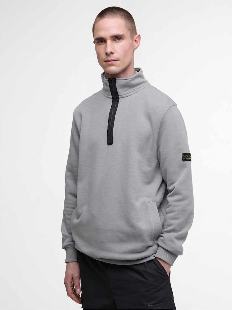 Barbour® International Grey Funnel Neck Sweatshirt - Image 1 of 7 Barbour® International Grey Funnel Neck Sweatshirt - Image 1 of 7