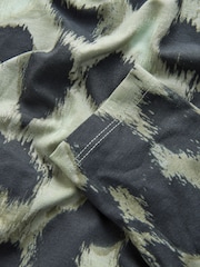 Khaki Green Animal Print Jersey A-line Long Sleeve Maxi Dress - Image 3 of 3