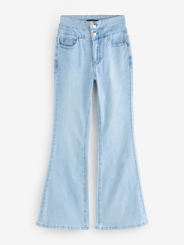 Sosandar Blue Petite Contour Waist Kick Flare Jeans - Image 6 of 6