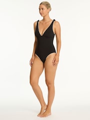 Sea Level Black Babylon Bow Tie Longline Scoop Back One Piece Swimsuit - Image 3 of 5