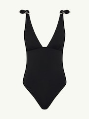 Sea Level Black Babylon Bow Tie Longline Scoop Back One Piece Swimsuit - Image 5 of 5