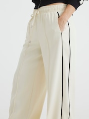 River Island Cream Wide Leg Side Stripe Joggers - Image 1 of 6