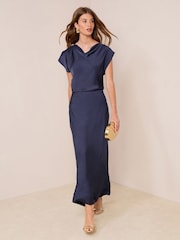 Marineblau/blau - Friends Like These Hardware Detail Satin Midi Dress - Bild 1 von 4