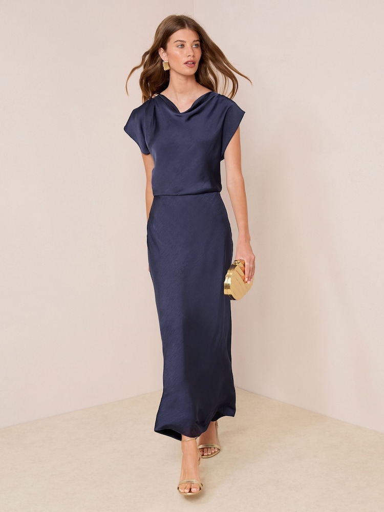 Marineblau/blau - Friends Like These Hardware Detail Satin Midi Dress - Bild 1 von 4