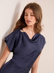 Marineblau/blau - Friends Like These Hardware Detail Satin Midi Dress - Bild 2 von 4