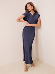 Marineblau/blau - Friends Like These Hardware Detail Satin Midi Dress - Bild 3 von 4