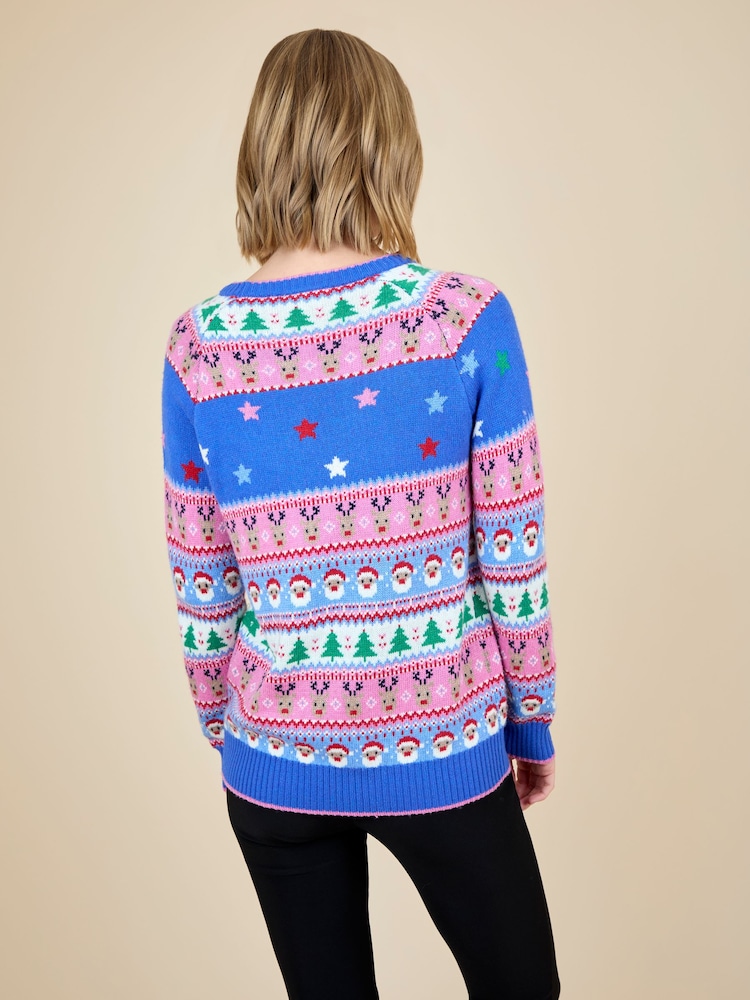 JoJo Maman Bébé Pink Women's Santa & Unicorn Jumper - Image 2 of 3