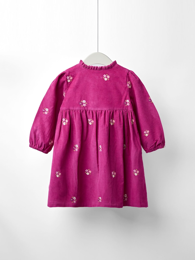 JoJo Maman Bébé Red Embroidered Collar Cord Dress - Image 2 of 4 JoJo Maman Bébé Red Embroidered Collar Cord Dress - Image 2 of 4