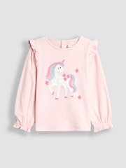 JoJo Maman Bébé Pink Fairy Frill Sleeve Top & Rainbow Tulle Skirt Set - Image 2 of 7