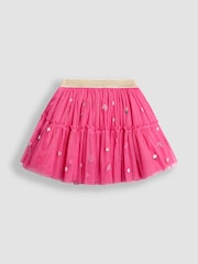 JoJo Maman Bébé Pink Fairy Frill Sleeve Top & Rainbow Tulle Skirt Set - Image 4 of 7