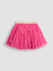 JoJo Maman Bébé Pink Fairy Frill Sleeve Top & Rainbow Tulle Skirt Set - Image 5 of 7