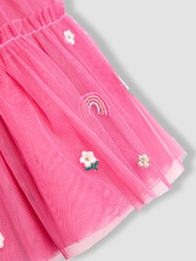 JoJo Maman Bébé Pink Fairy Frill Sleeve Top & Rainbow Tulle Skirt Set - Image 7 of 7