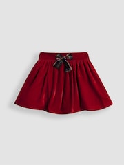 JoJo Maman Bébé Red Frill Collar Blouse & Velvet Skirt Set - Image 4 of 7