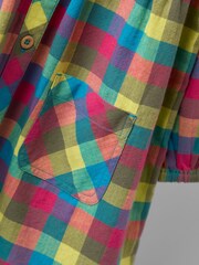 JoJo Maman Bébé Multi Check Button Through Shirt Dress - Image 4 of 4