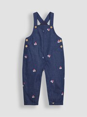 JoJo Maman Bébé Blue Chambray Embroidered Dungarees & Rib Top Set - Image 2 of 6