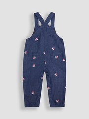 JoJo Maman Bébé Blue Chambray Embroidered Dungarees & Rib Top Set - Image 3 of 6