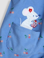 JoJo Maman Bébé Blue Appliqué Cord Dungarees & Top Set - Image 7 of 7