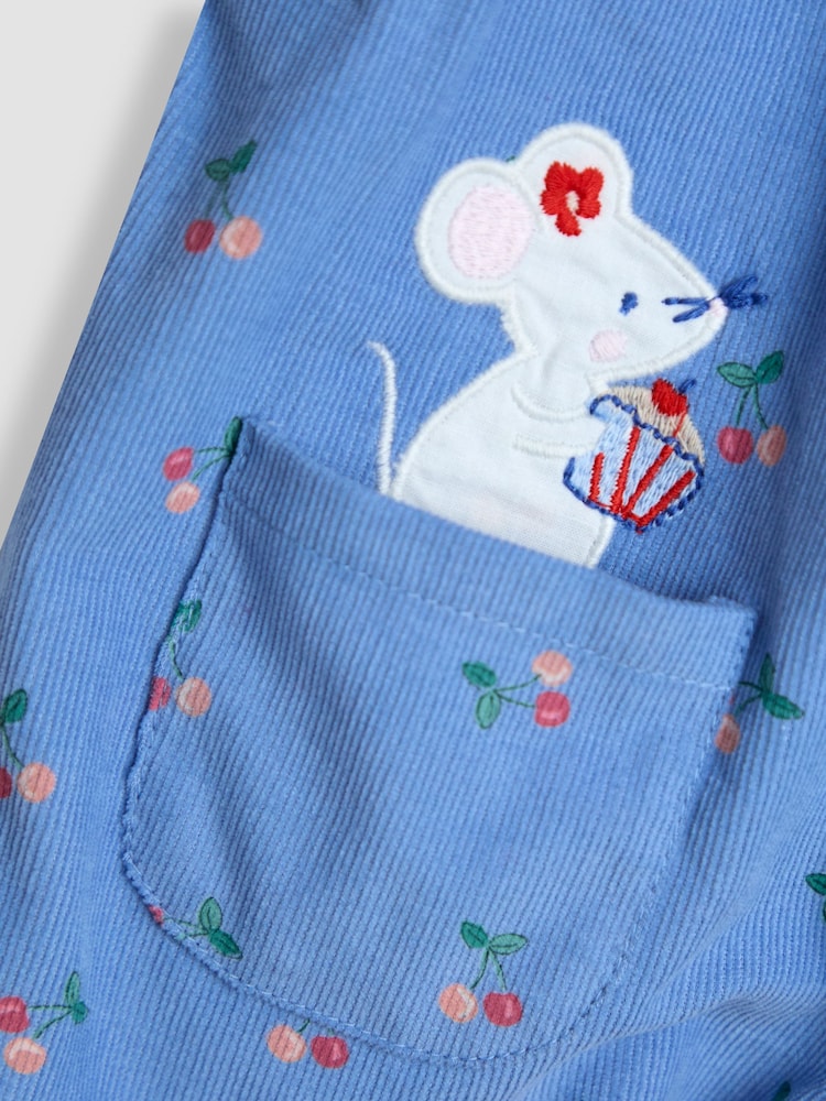 JoJo Maman Bébé Blue Appliqué Cord Dungarees & Top Set - Image 7 of 7
