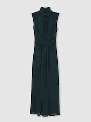 Reiss Teal Daniella Sleeveless Ruched Maxi Dress - Image 2 of 6