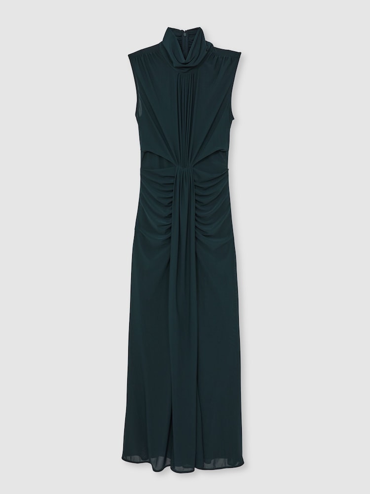 Reiss Teal Daniella Sleeveless Ruched Maxi Dress - Image 2 of 6