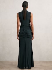 Reiss Teal Daniella Sleeveless Ruched Maxi Dress - Image 5 of 6