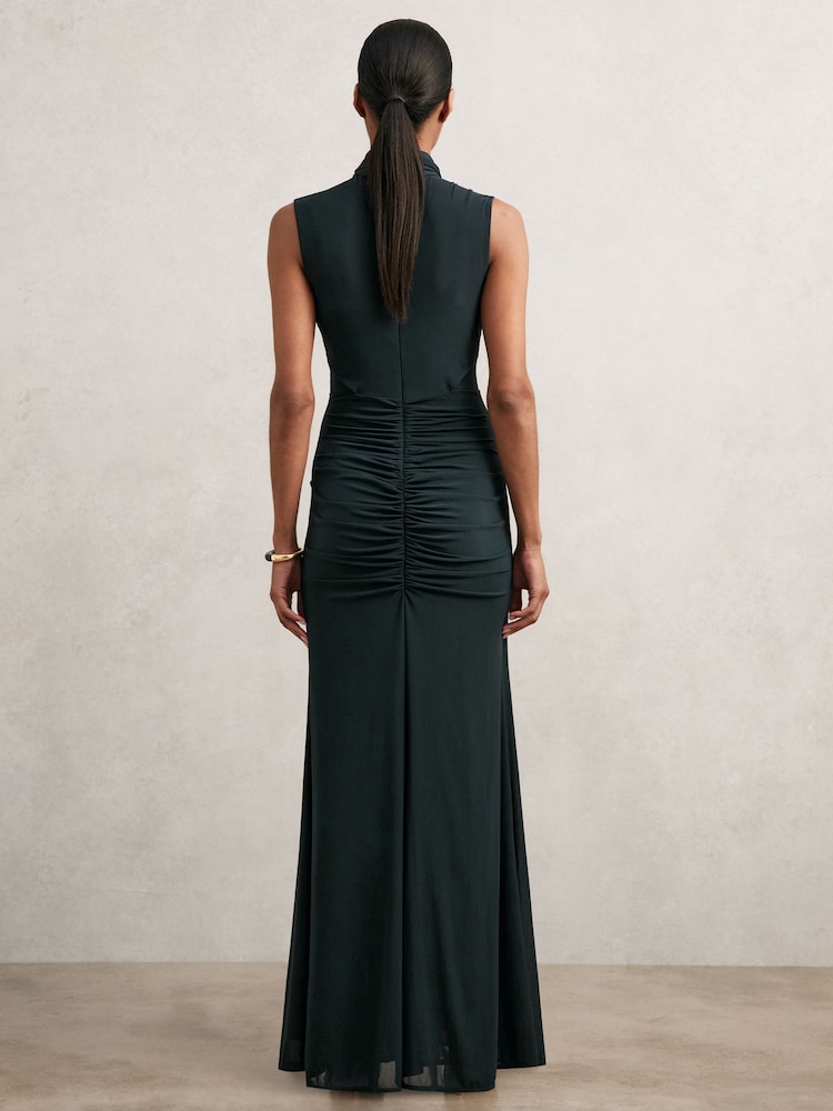 reiss daniella ruched maxi dress Reiss Daniella Sheer Ruched Maxi Dress