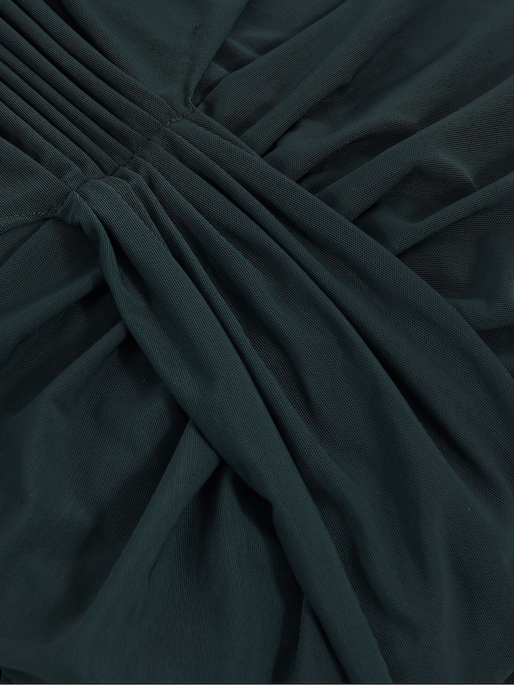 Reiss Teal Daniella Sleeveless Ruched Maxi Dress - Image 6 of 6
