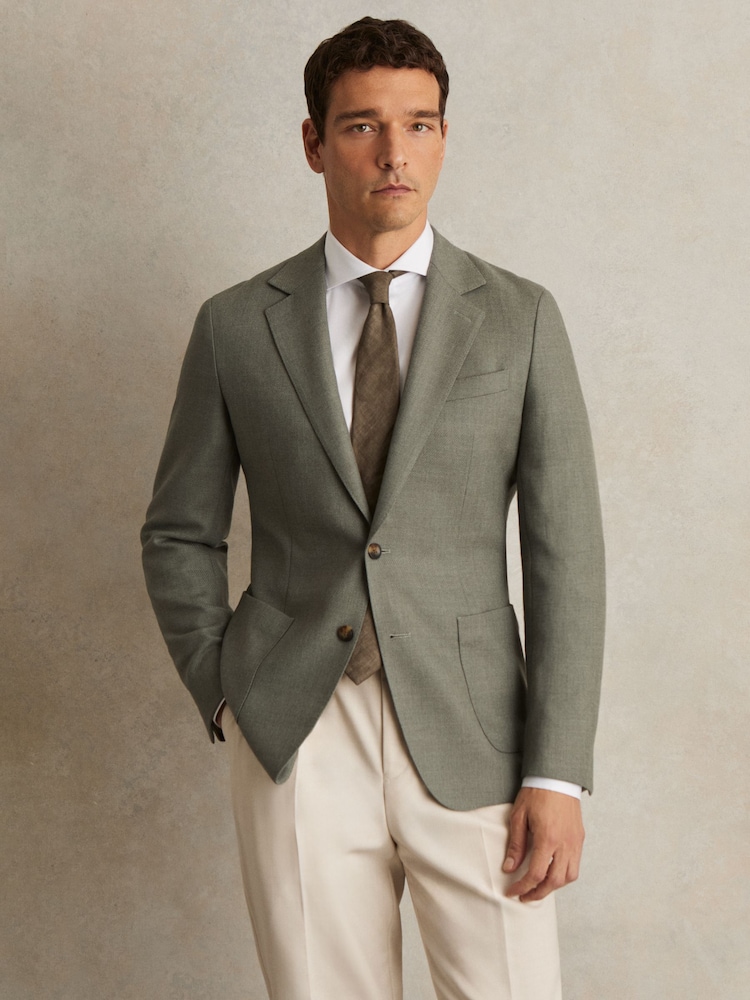 Reiss Midnight Wool-Blend Single-Breasted Blazer Slim-Fit - Imagen 1 de 7 Reiss Midnight Wool-Blend Single-Breasted Blazer Slim-Fit - Imagen 1 de 7