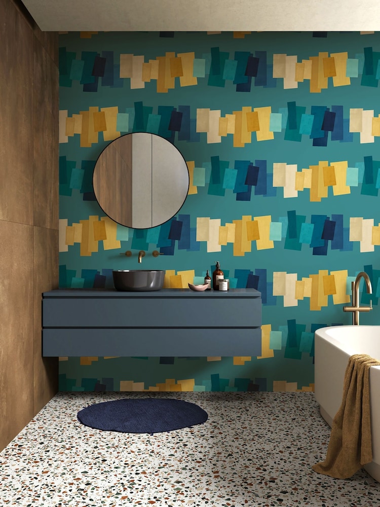 Ohpopsi Sapphire Mix Offset Blocks Wallpaper - Image 1 of 2