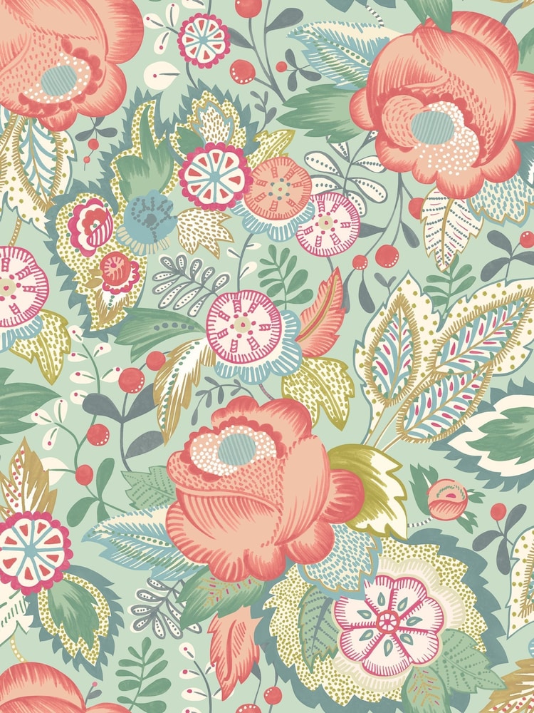Ohpopsi Mint Peach Emily Rose Wallpaper - Image 2 of 2
