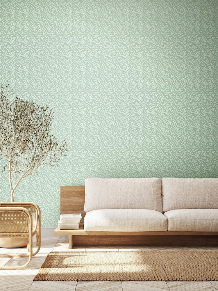 Ohpopsi Seafoam Dotty Leaf Print Wallpaper - Image 2 of 3