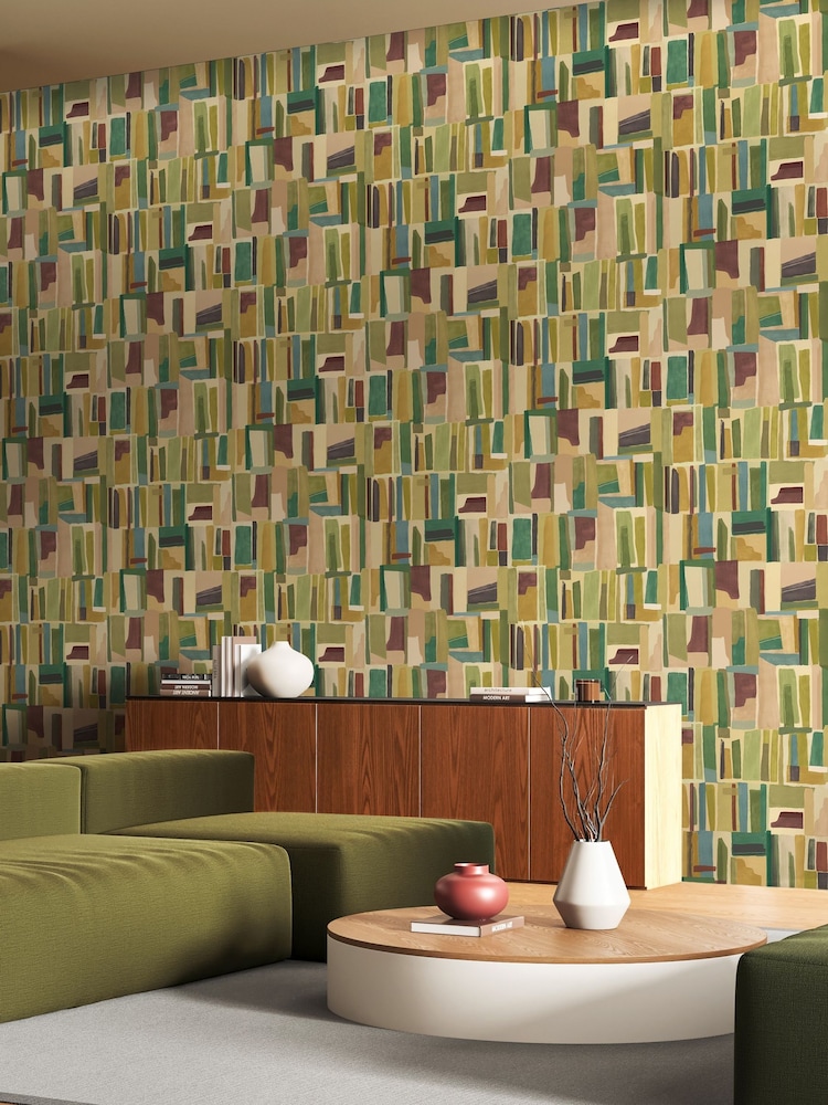 Ohpopsi Tawny Abstract Cubes Wallpaper - Image 1 of 2