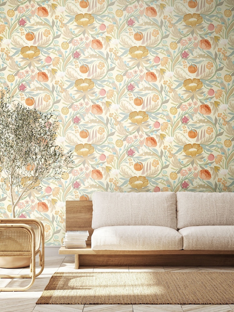 Ohpopsi Chalk Parchment Clementine Wallpaper - Image 1 of 2