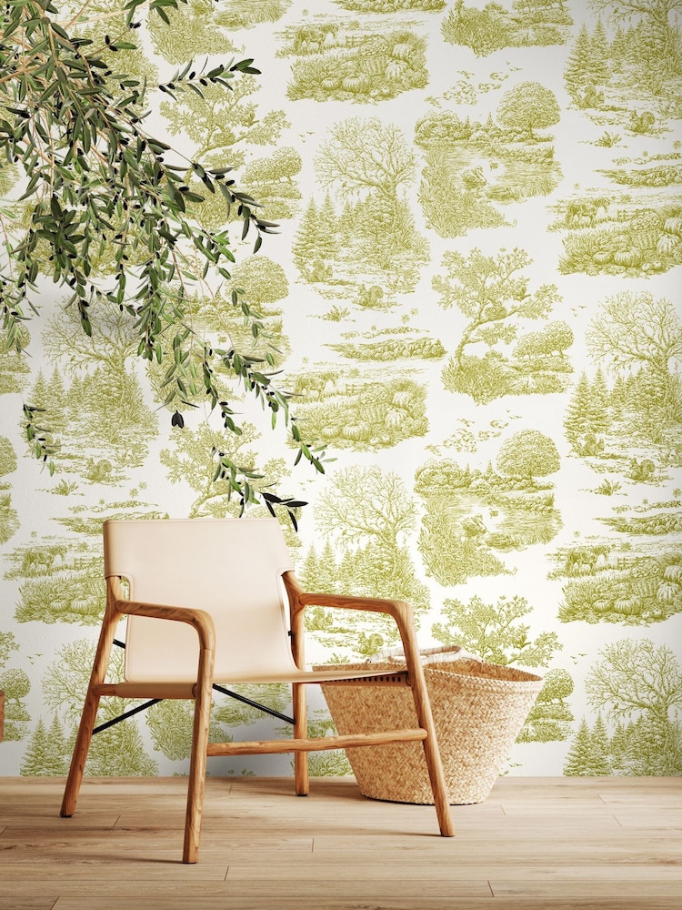 Ohpopsi Olive Eve Toile Wallpaper - Image 1 of 2