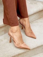 Linzi Light Brown Rhea Sling Back Court Heels - Image 1 of 6
