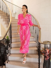 Aspiga Pink Maeve EcoVero Wrap Dress - Image 4 of 6