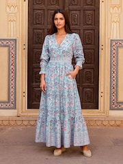 Aspiga Billie 100% Cotton Block Print Dress - Image 1 of 5