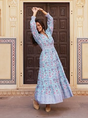 Aspiga Billie 100% Cotton Block Print Dress - Image 3 of 5