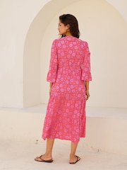 Aspiga Red Hayden Block Print 100% Cotton Dress - Image 2 of 5