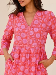 Aspiga Red Hayden Block Print 100% Cotton Dress - Image 5 of 5