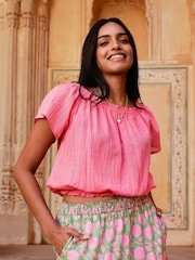 Aspiga Pink Ilana Frill Gauze 100% Cotton Top - Image 1 of 5