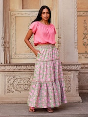Aspiga Pink Ilana Frill Gauze 100% Cotton Top - Image 4 of 5