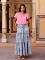 Aspiga Pink Ilana Frill Gauze 100% Cotton Top - Image 5 of 5