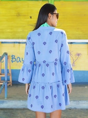 Aspiga Blue Cristina Embroidered 100% Organic Cotton Dress - Image 2 of 5