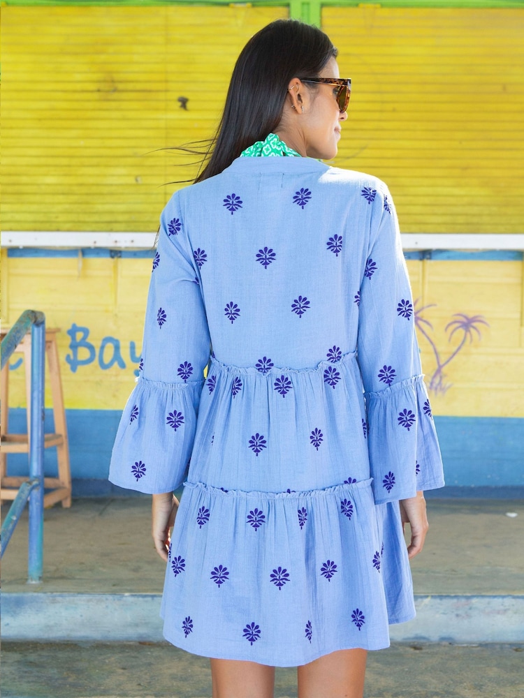 Aspiga Blue Cristina Embroidered 100% Organic Cotton Dress - Image 2 of 5