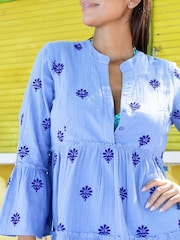 Aspiga Blue Cristina Embroidered 100% Organic Cotton Dress - Image 3 of 5