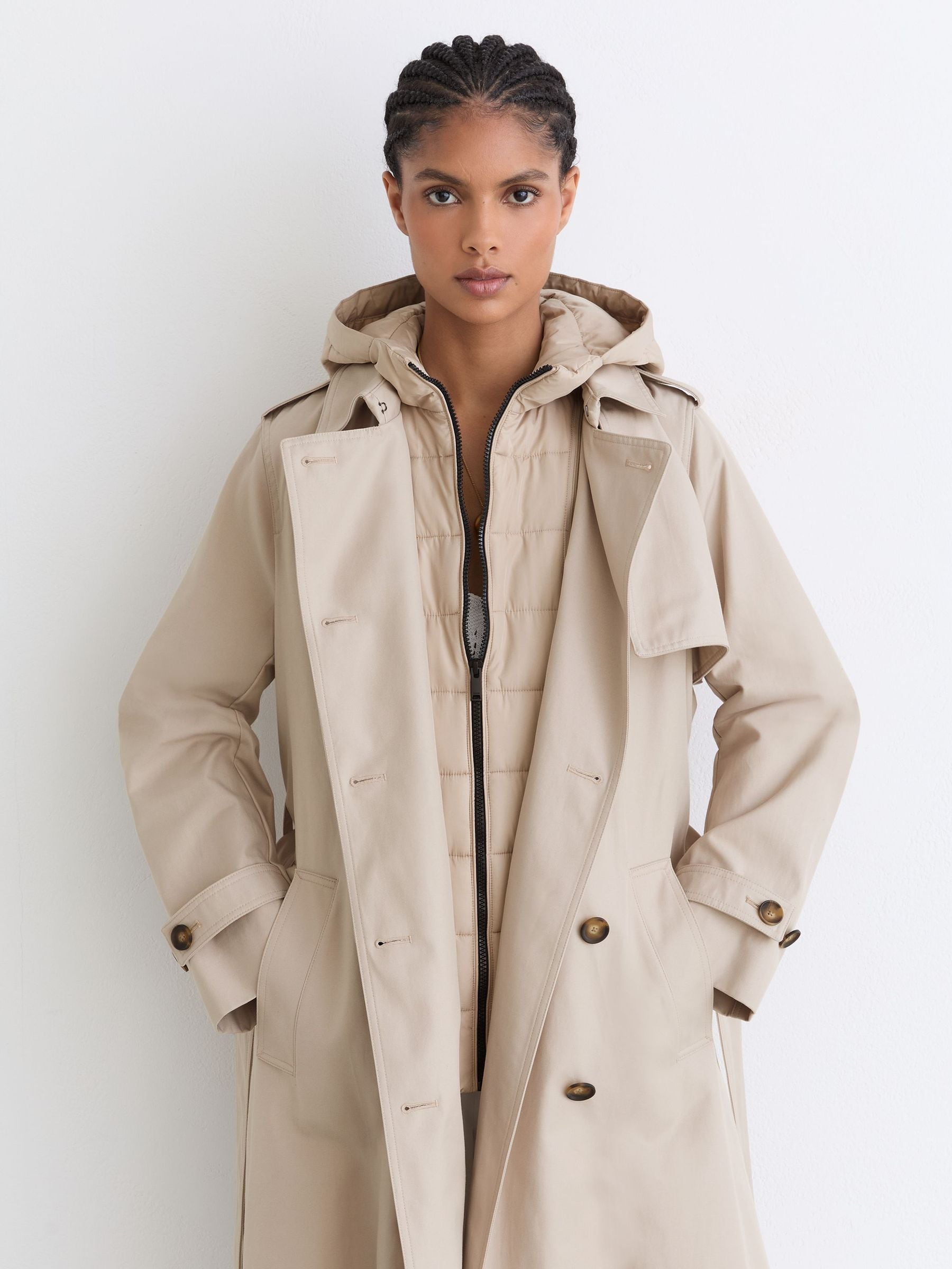 Next：日本 ストーン - Reiss Azura フード付き インサート トレンチ